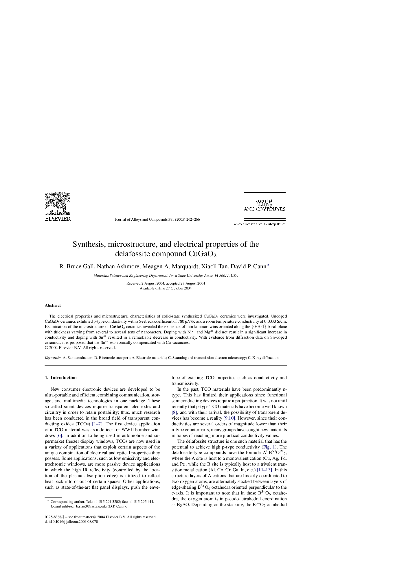 Synthesis, microstructure, and electrical properties of the delafossite compound CuGaO2