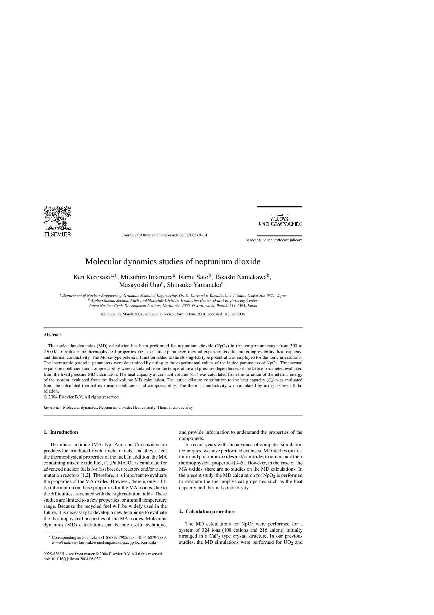 Molecular dynamics studies of neptunium dioxide