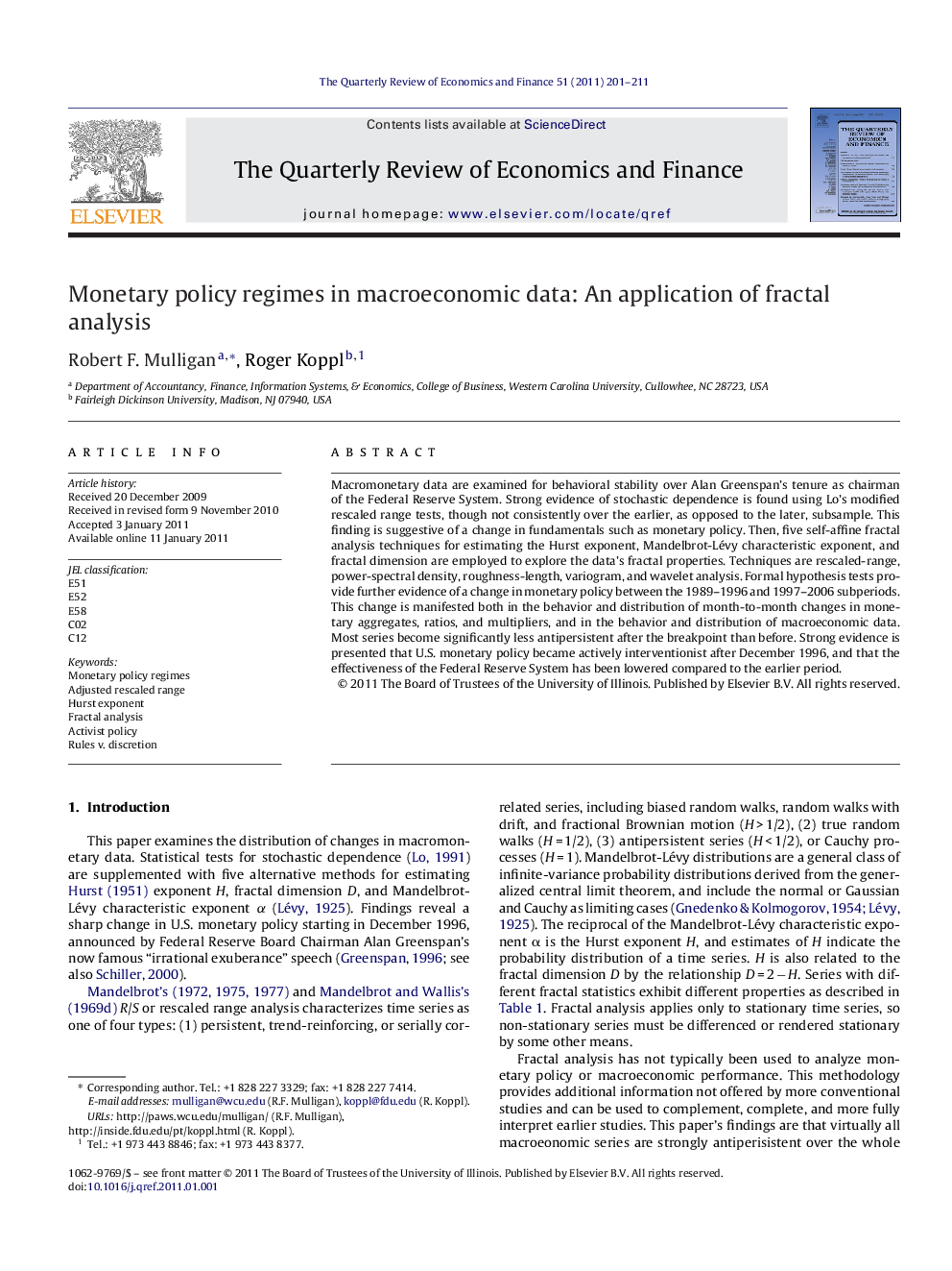 Monetary policy regimes in macroeconomic data: An application of fractal analysis