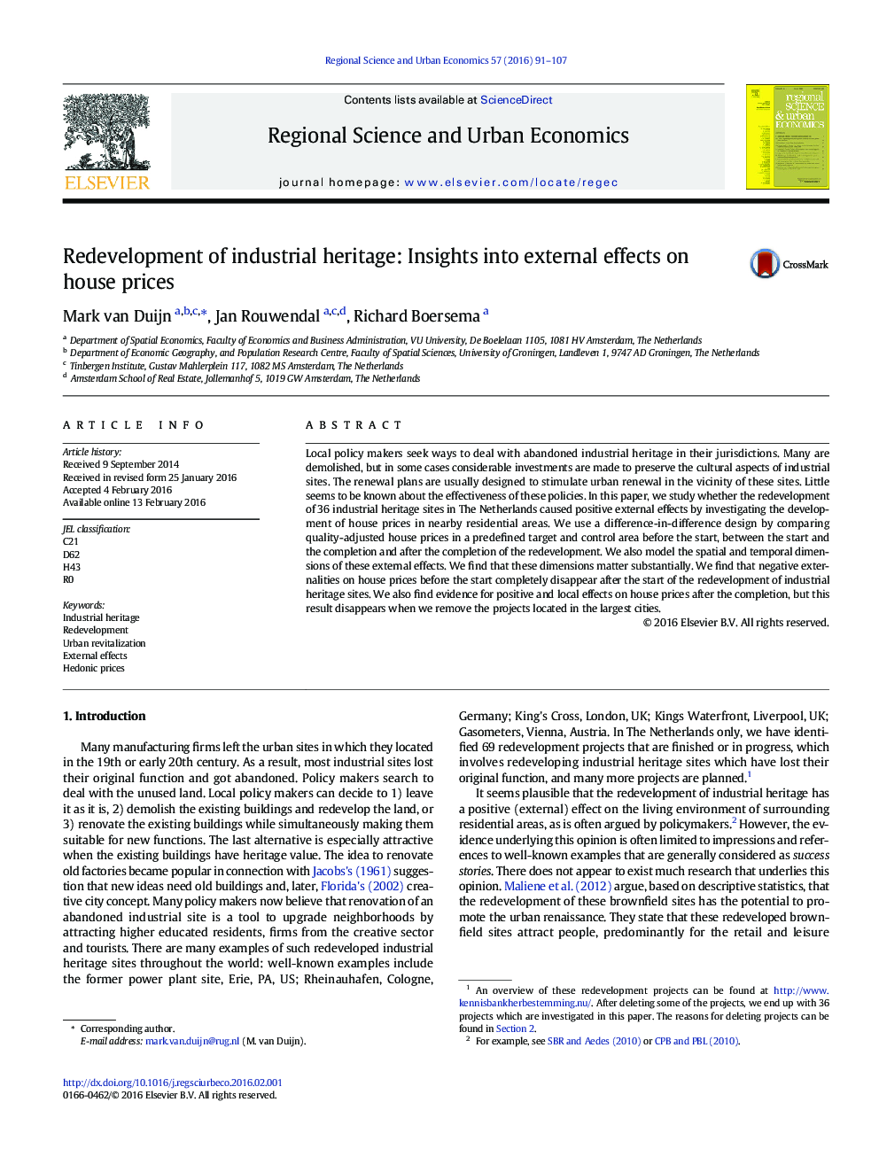 Redevelopment of industrial heritage: Insights into external effects on house prices