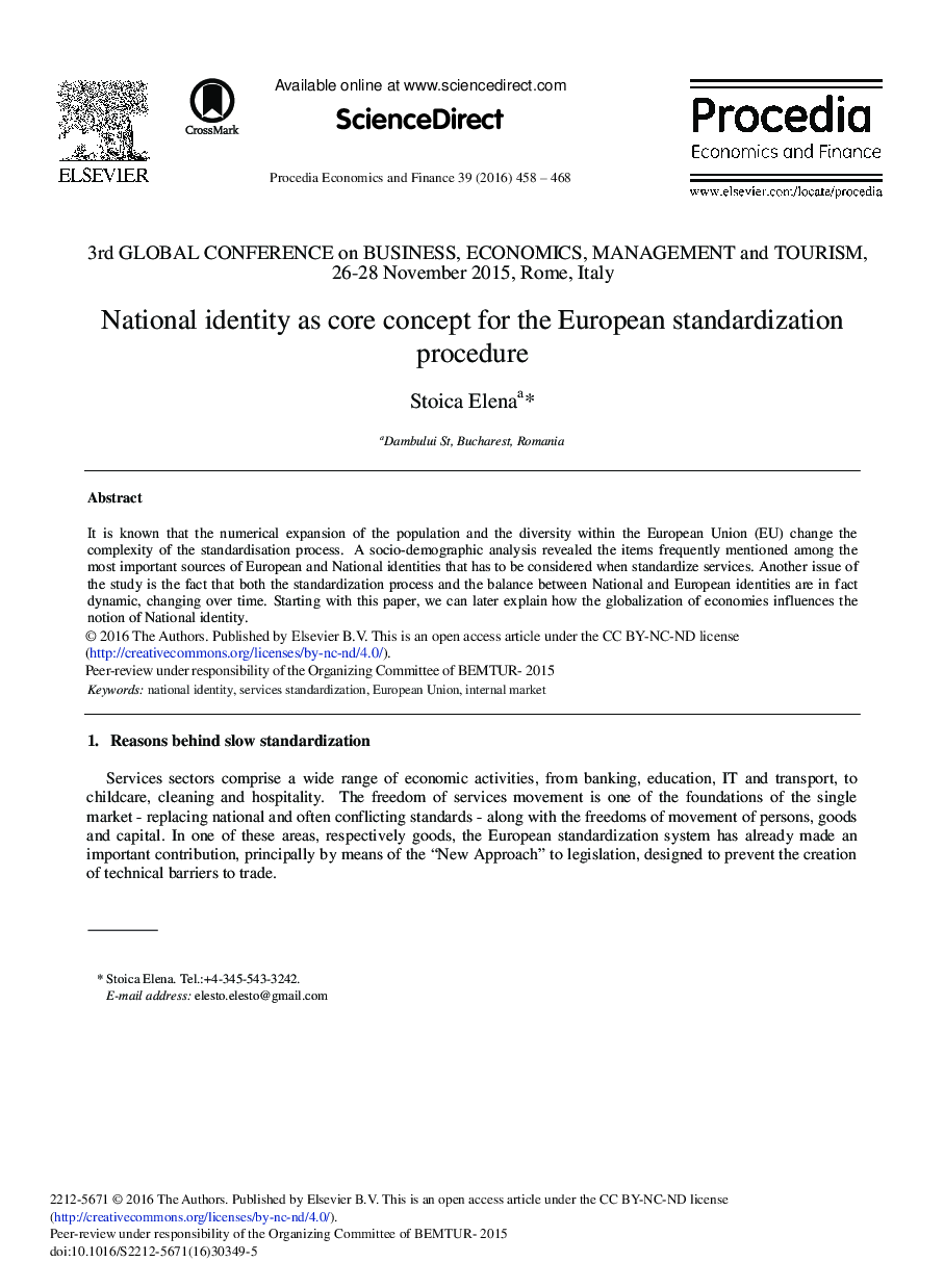 National Identity as Core Concept for the European Standardization Procedure 