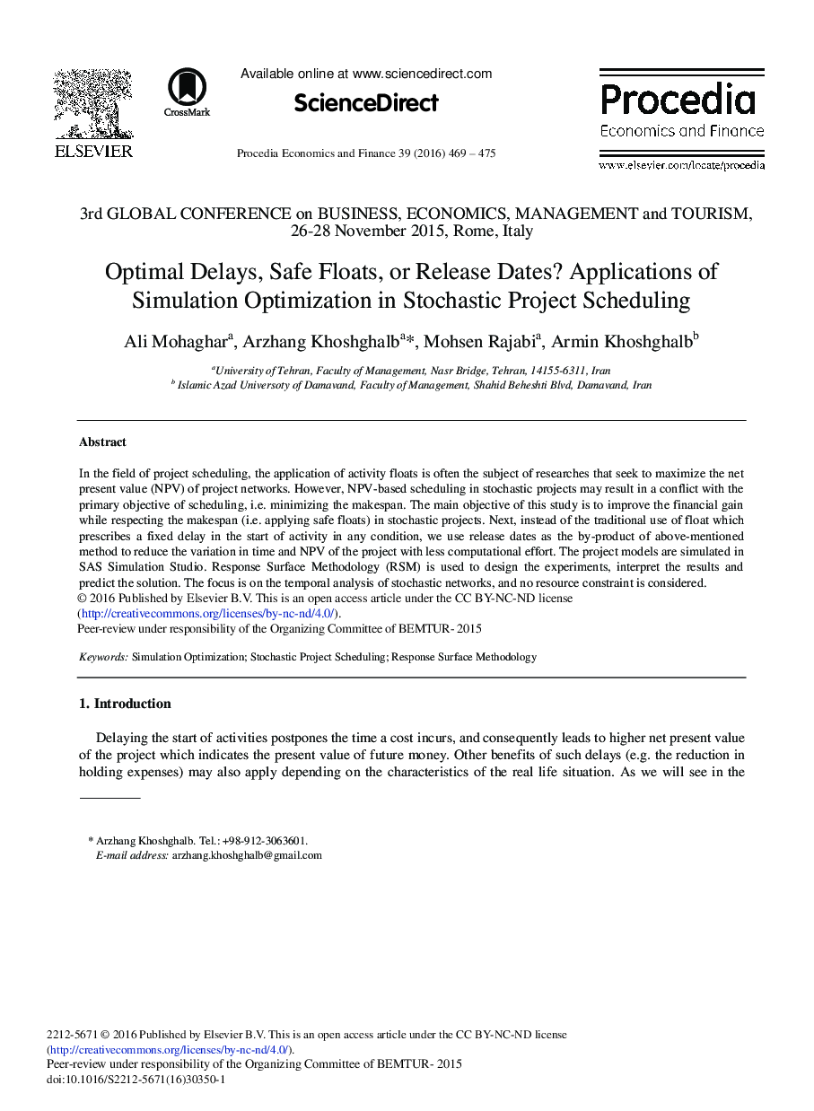 Optimal Delays, Safe Floats, or Release Dates? Applications of Simulation Optimization in Stochastic Project Scheduling 