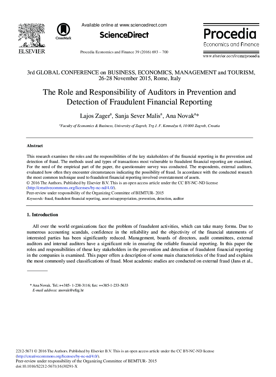 نقش و مسئولیت حسابرسان در پیشگیری و تشخیص گزارشگری مالی متقلبانه