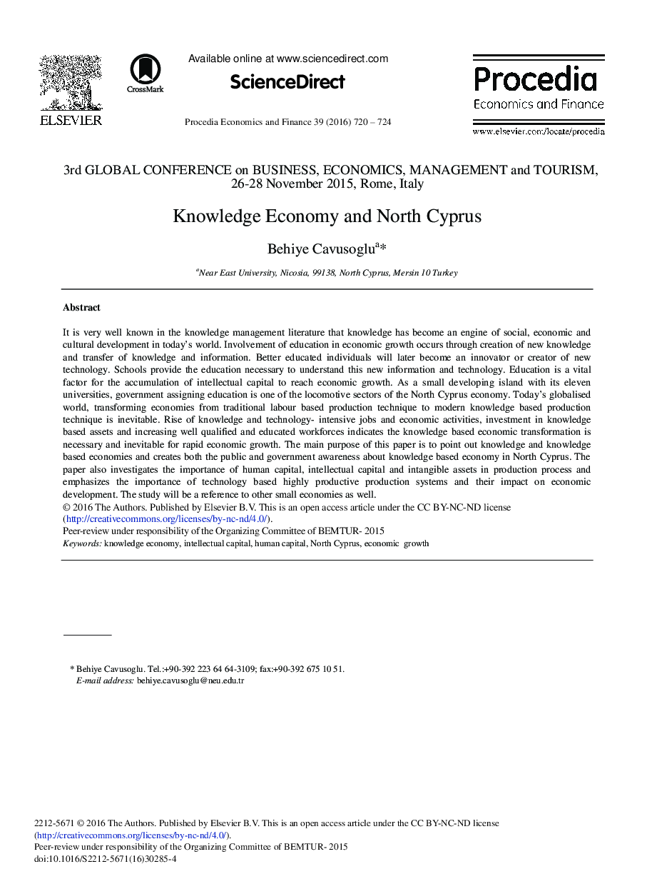 Knowledge Economy and North Cyprus 