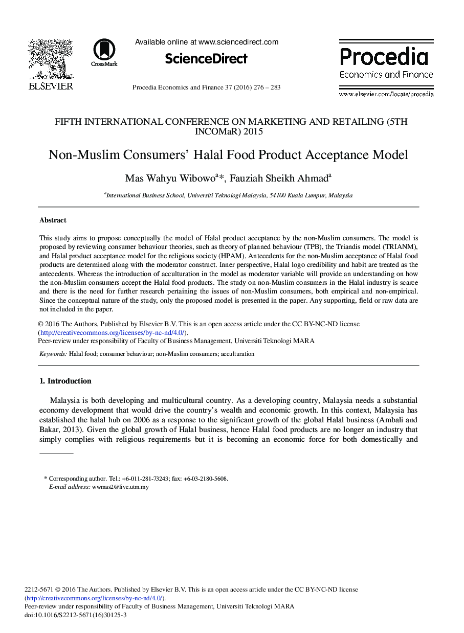 Non-Muslim Consumers’ Halal Food Product Acceptance Model 