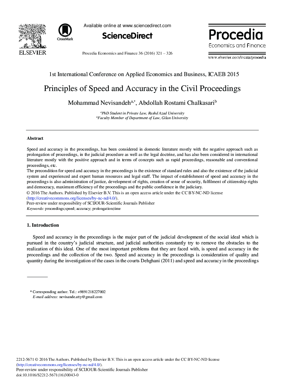 Principles of Speed and Accuracy in the Civil Proceedings 