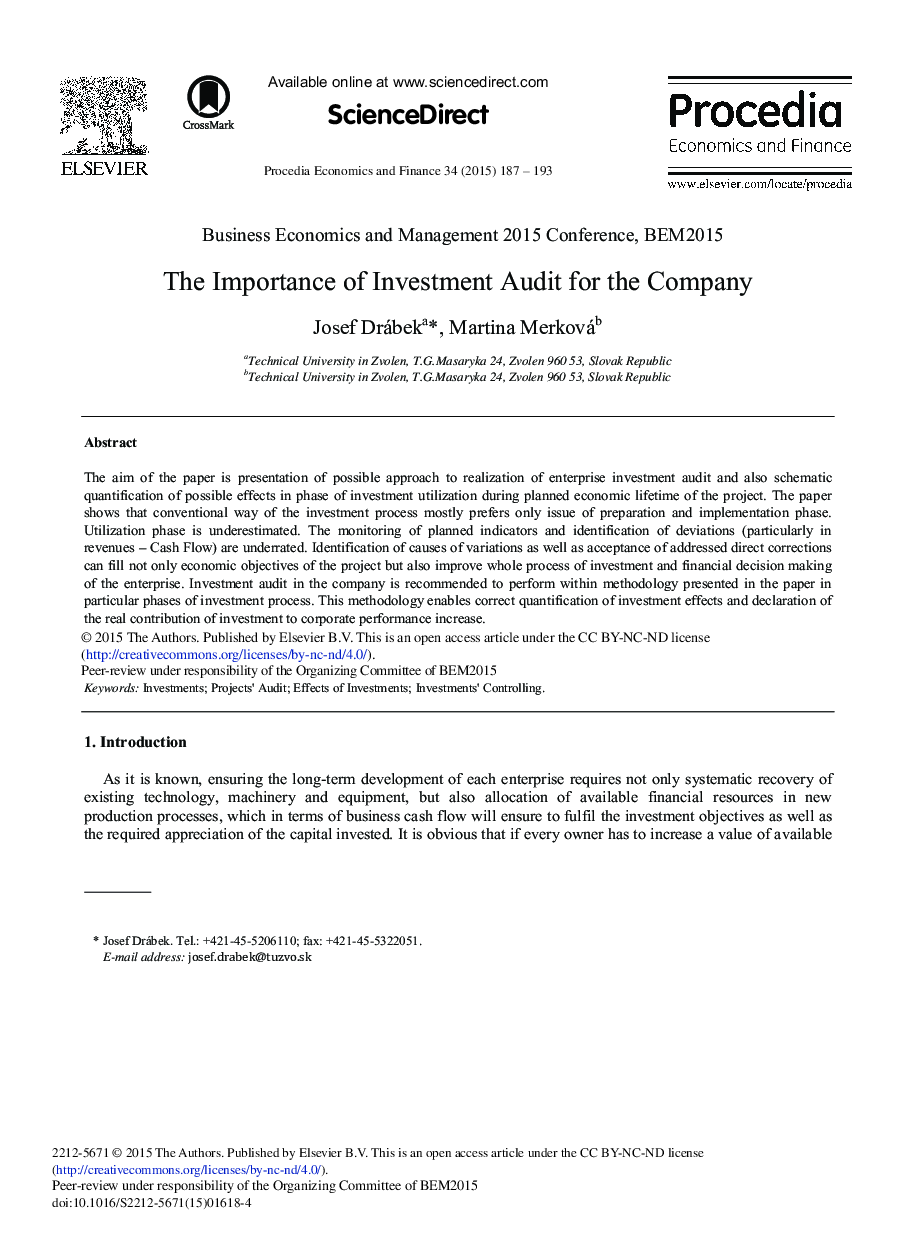 The Importance of Investment Audit for the Company 