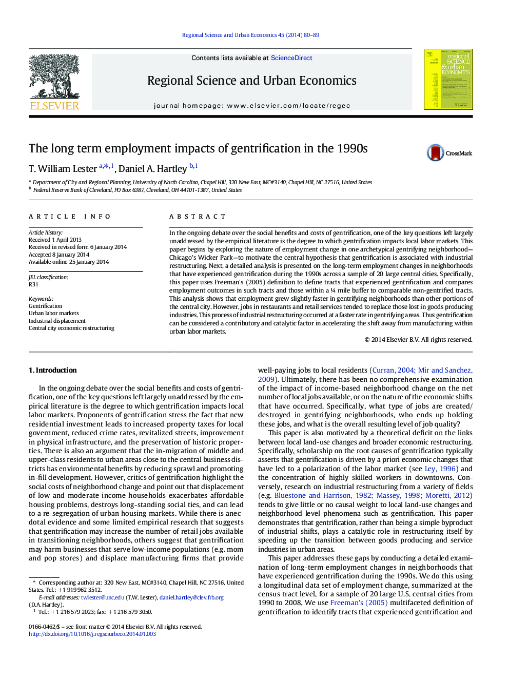 The long term employment impacts of gentrification in the 1990s