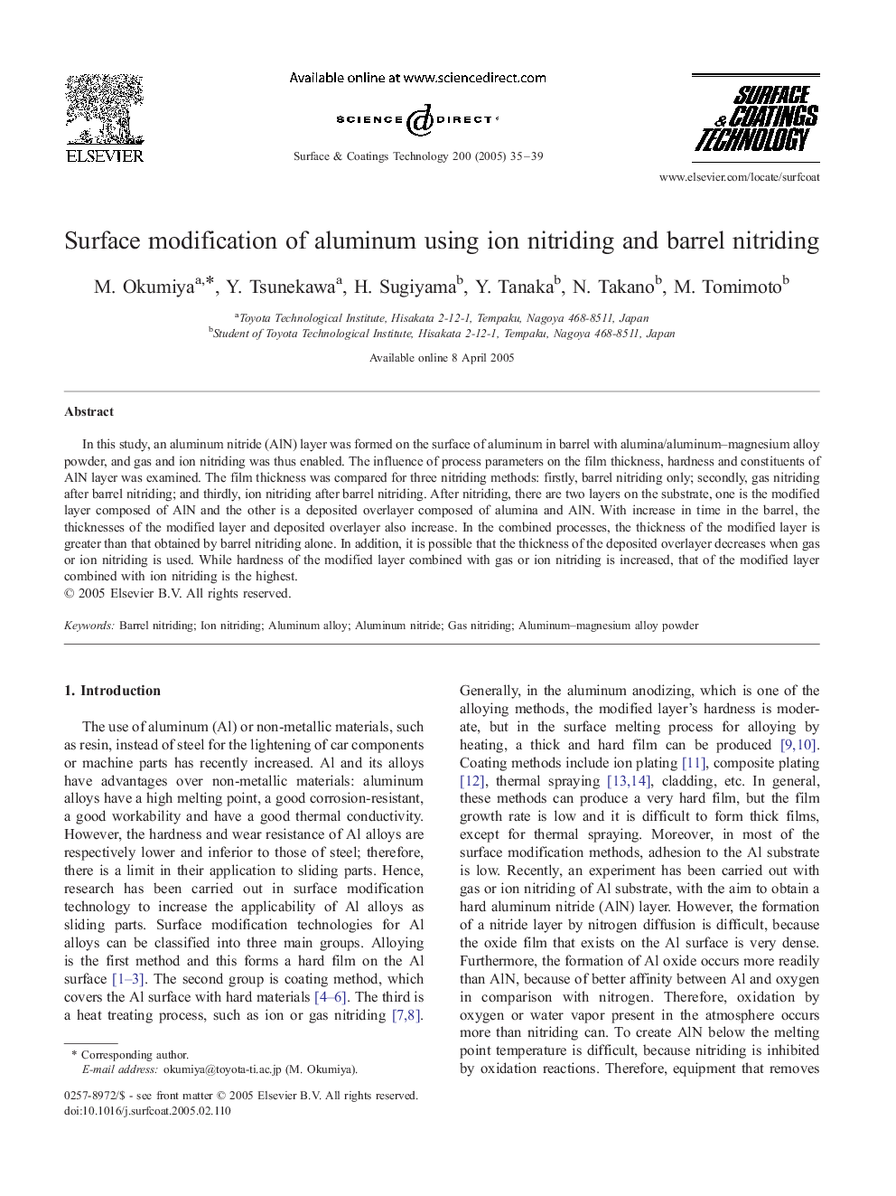 Surface modification of aluminum using ion nitriding and barrel nitriding