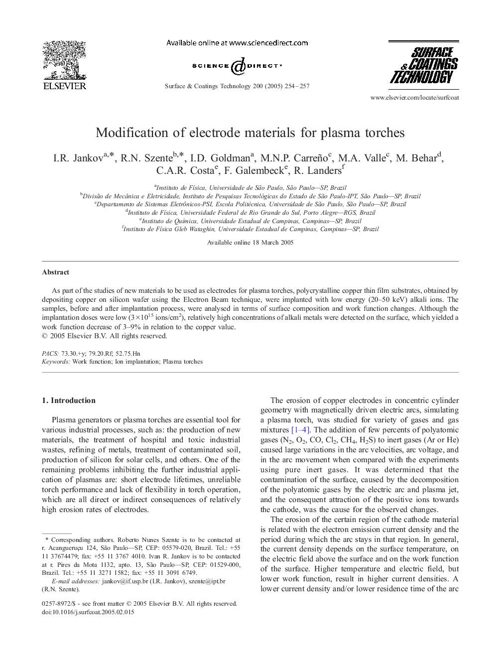 Modification of electrode materials for plasma torches