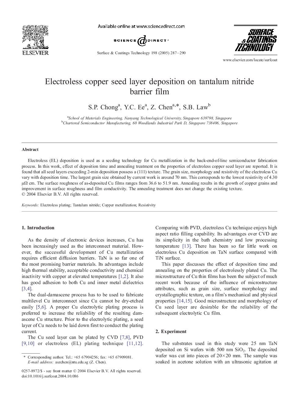 Electroless copper seed layer deposition on tantalum nitride barrier film