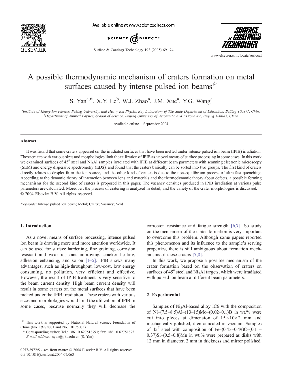 A possible thermodynamic mechanism of craters formation on metal surfaces caused by intense pulsed ion beams