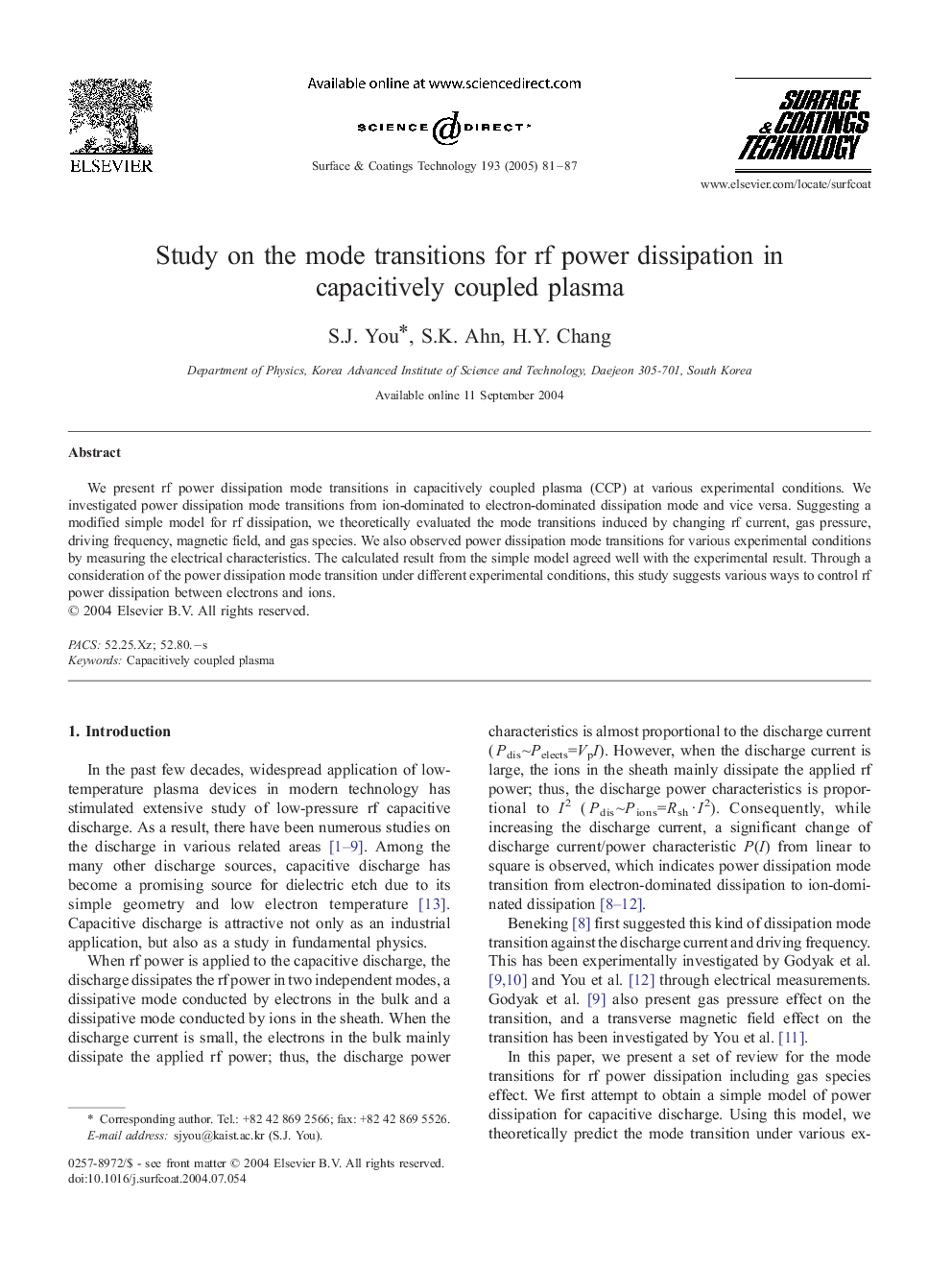 Study on the mode transitions for rf power dissipation in capacitively coupled plasma