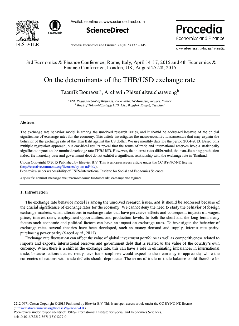 On the Determinants of the THB/USD Exchange Rate 