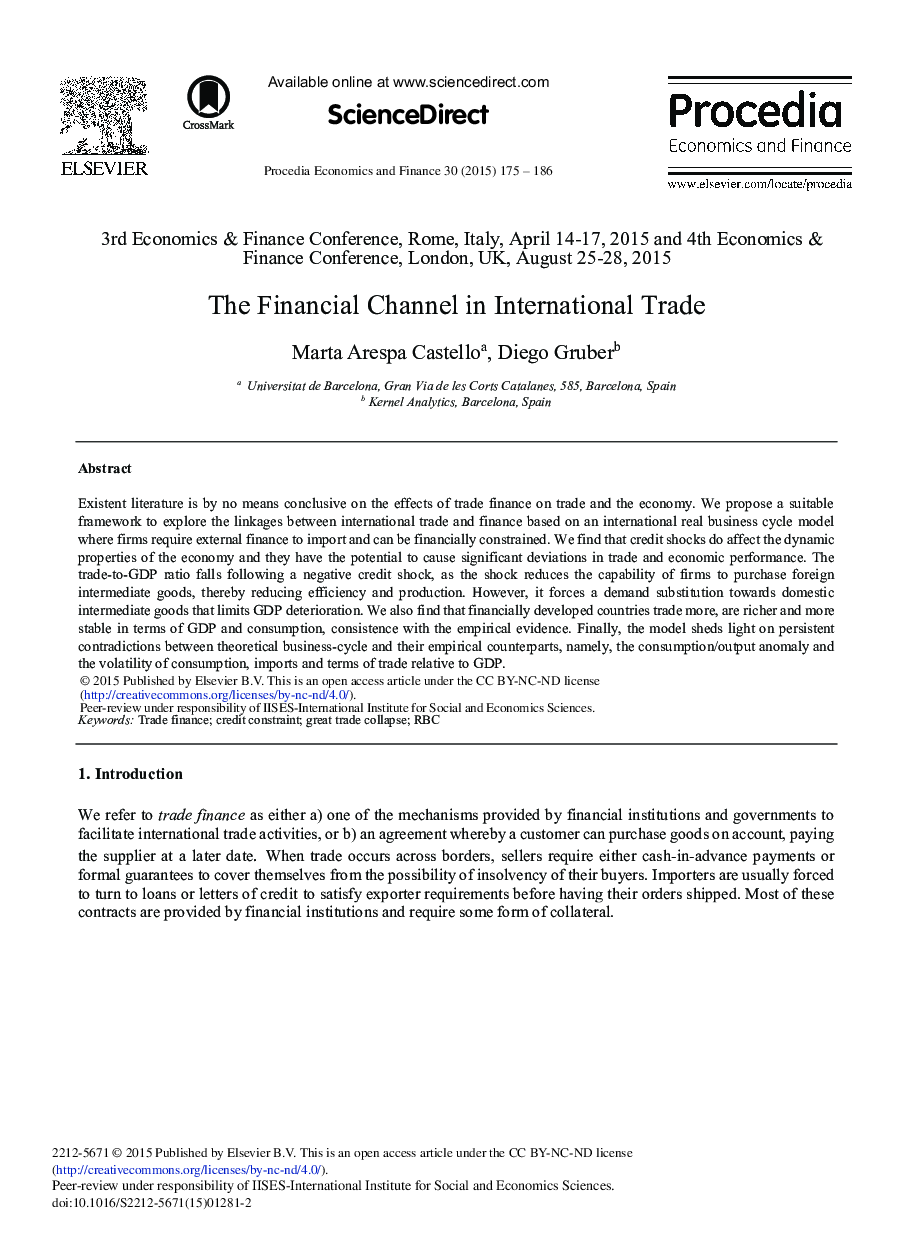 The Financial Channel in International Trade 