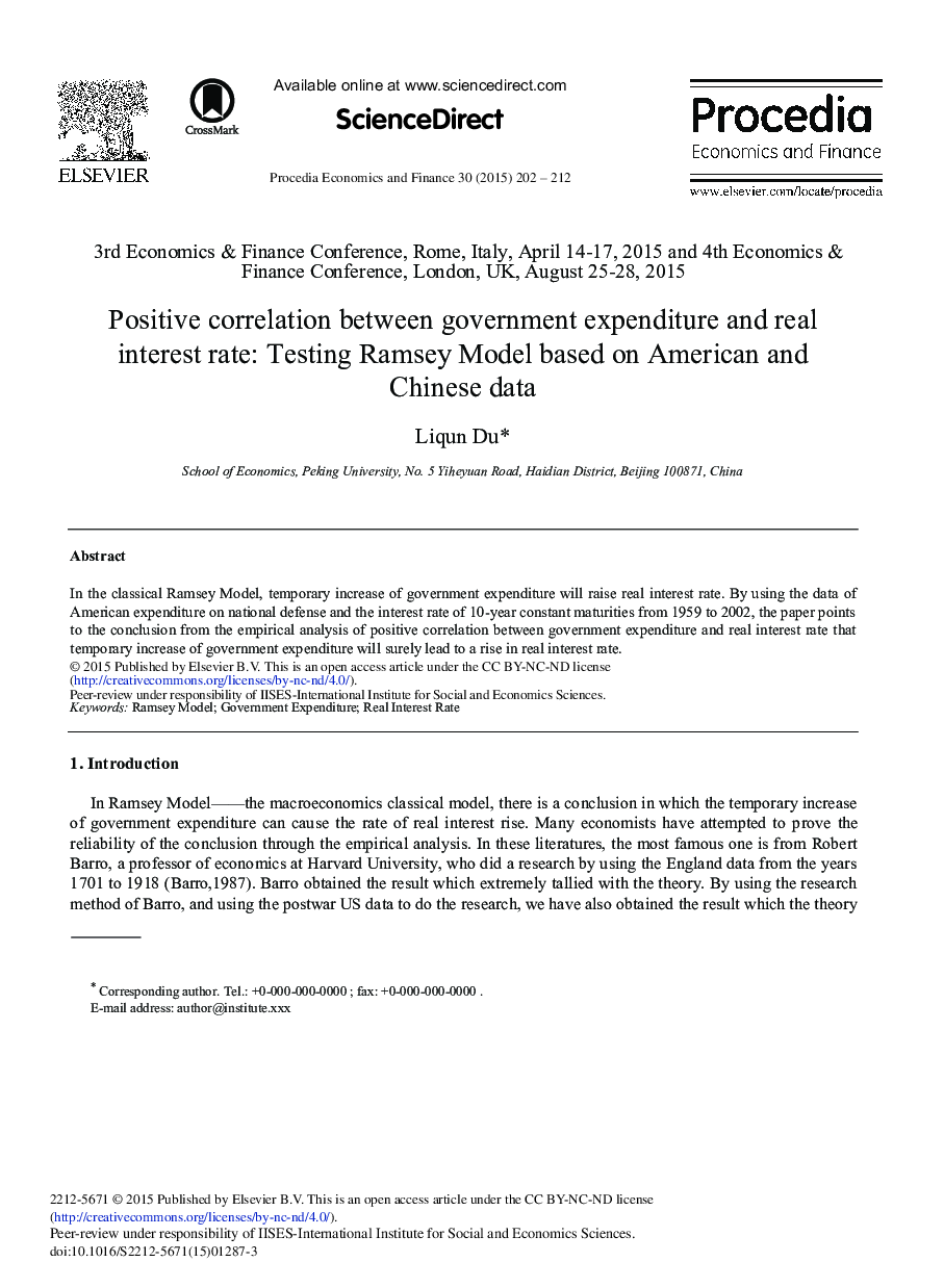 Positive Correlation between Government Expenditure and Real Interest Rate: Testing Ramsey Model Based on American and Chinese Data 