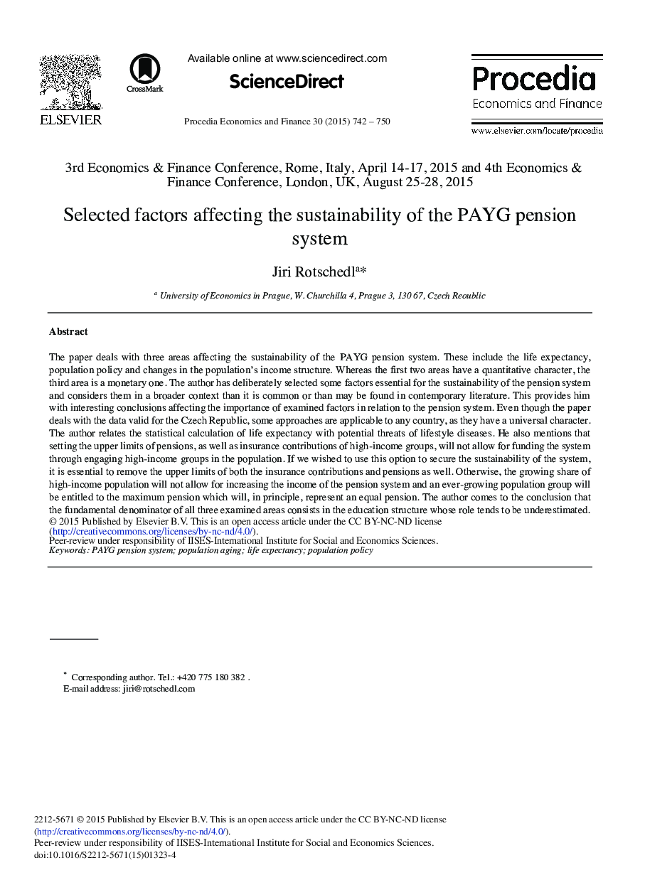 Selected Factors Affecting the Sustainability of the PAYG Pension System 