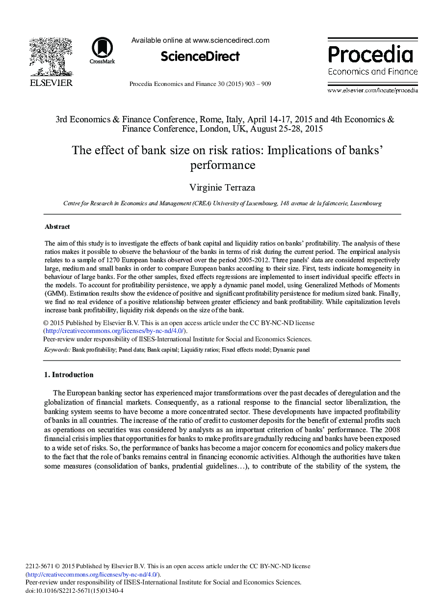 The Effect of Bank Size on Risk Ratios: Implications of Banks’ Performance 
