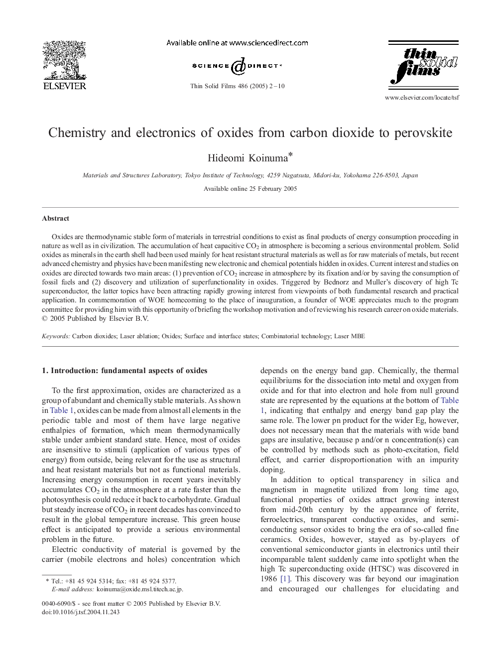 Chemistry and electronics of oxides from carbon dioxide to perovskite