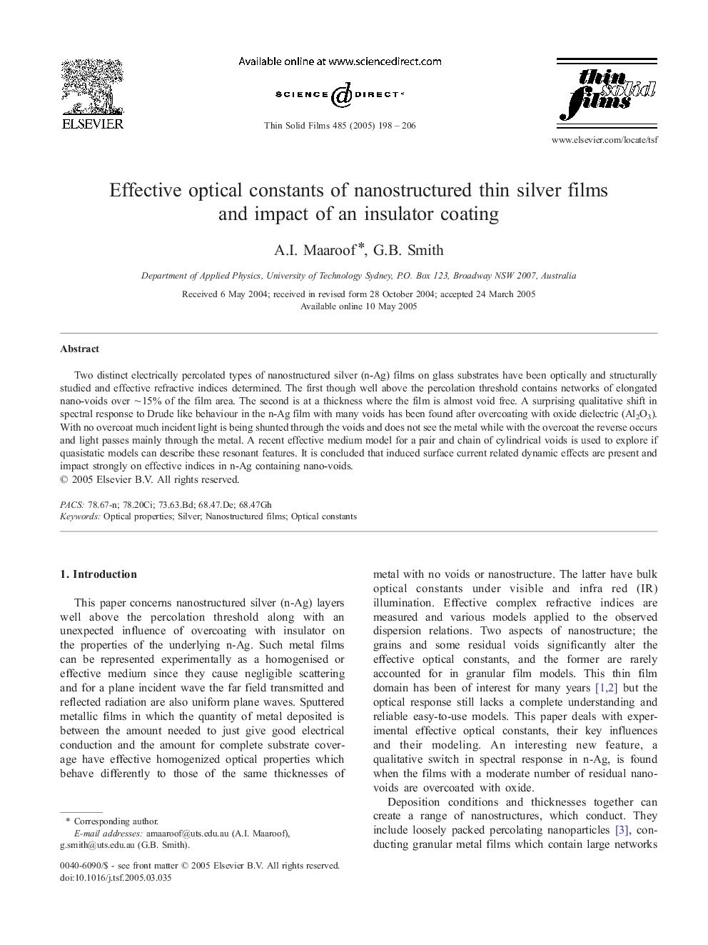 Effective optical constants of nanostructured thin silver films and impact of an insulator coating