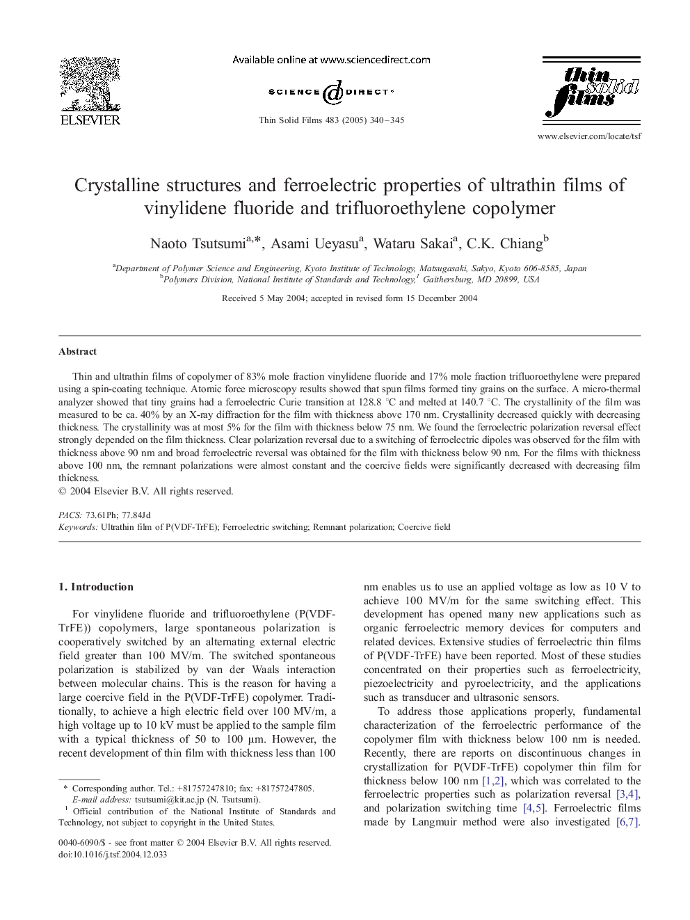Crystalline structures and ferroelectric properties of ultrathin films of vinylidene fluoride and trifluoroethylene copolymer