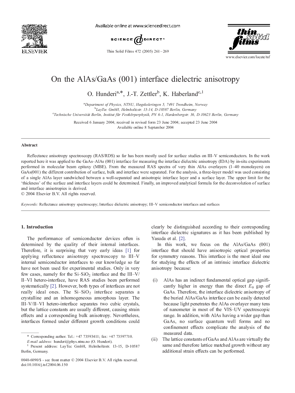 On the AlAs/GaAs (001) interface dielectric anisotropy