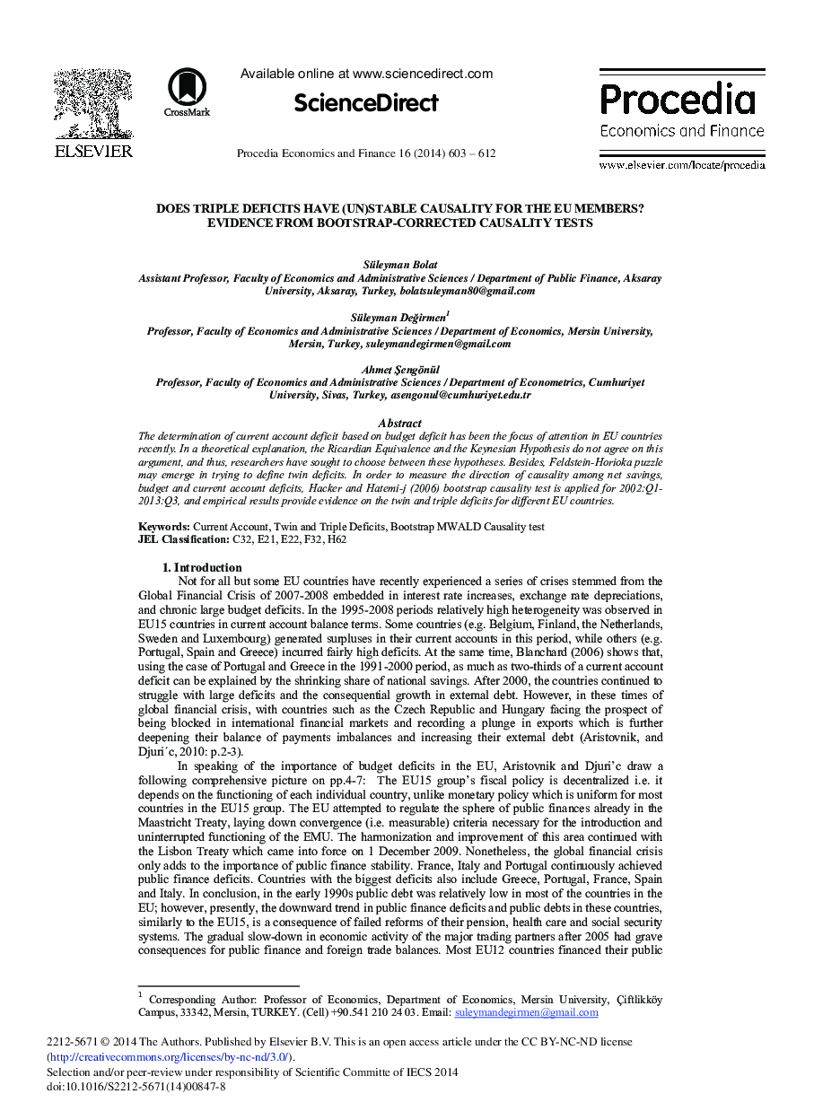 Does Triple Deficits have (Un) Stable Causality for the EU Members? Evidence from Bootstrap-corrected Causality Tests 
