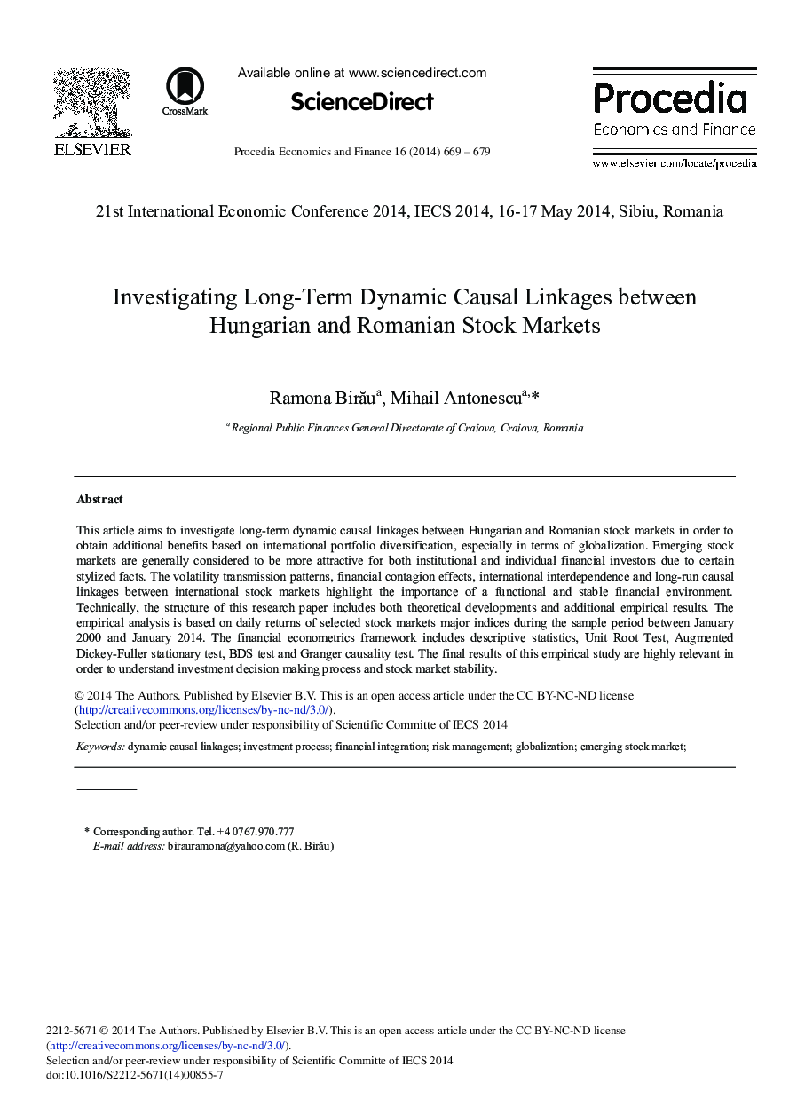 Investigating Long-term Dynamic Causal Linkages between Hungarian and Romanian Stock Markets 