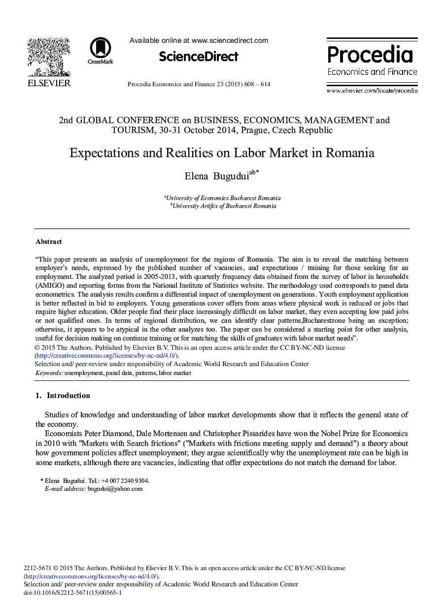 Expectations and Realities on Labor Market in Romania 