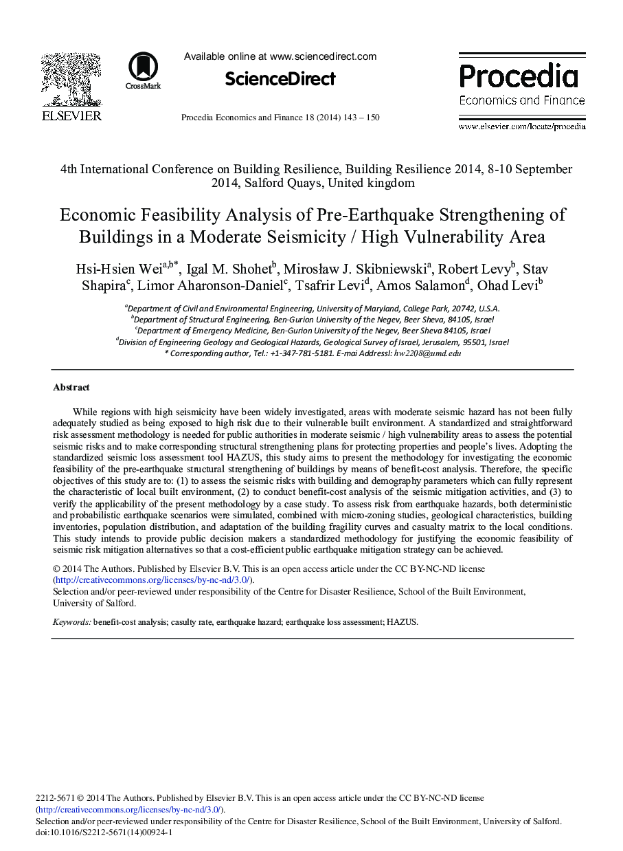 Economic Feasibility Analysis of Pre-earthquake Strengthening of Buildings in a Moderate Seismicity / High Vulnerability Area 