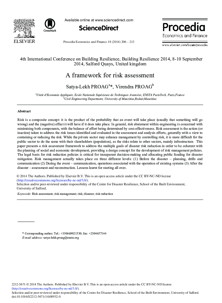 A Framework for Risk Assessment 