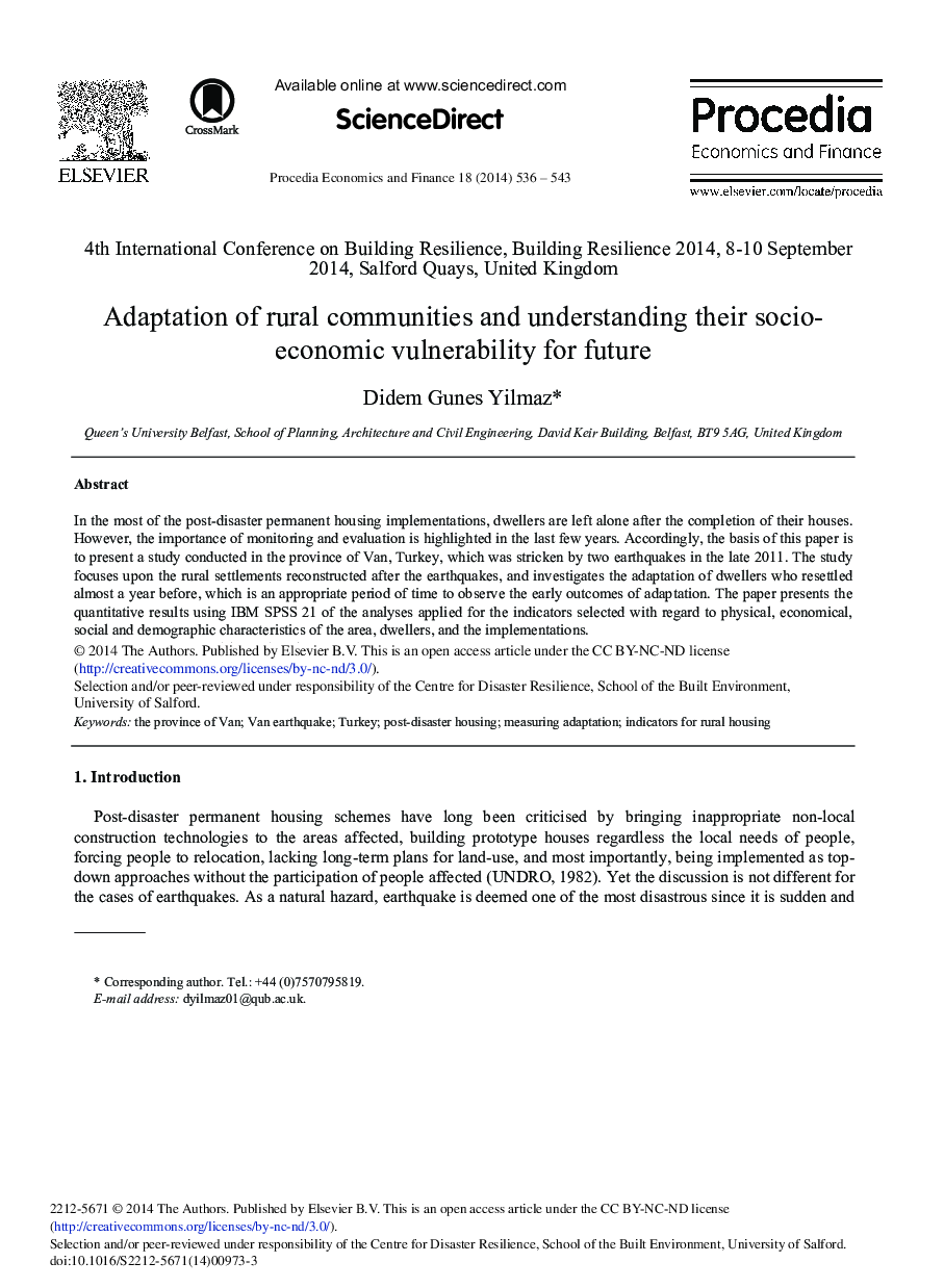 Adaptation of Rural Communities and Understanding their Socio-economic Vulnerability for Future 