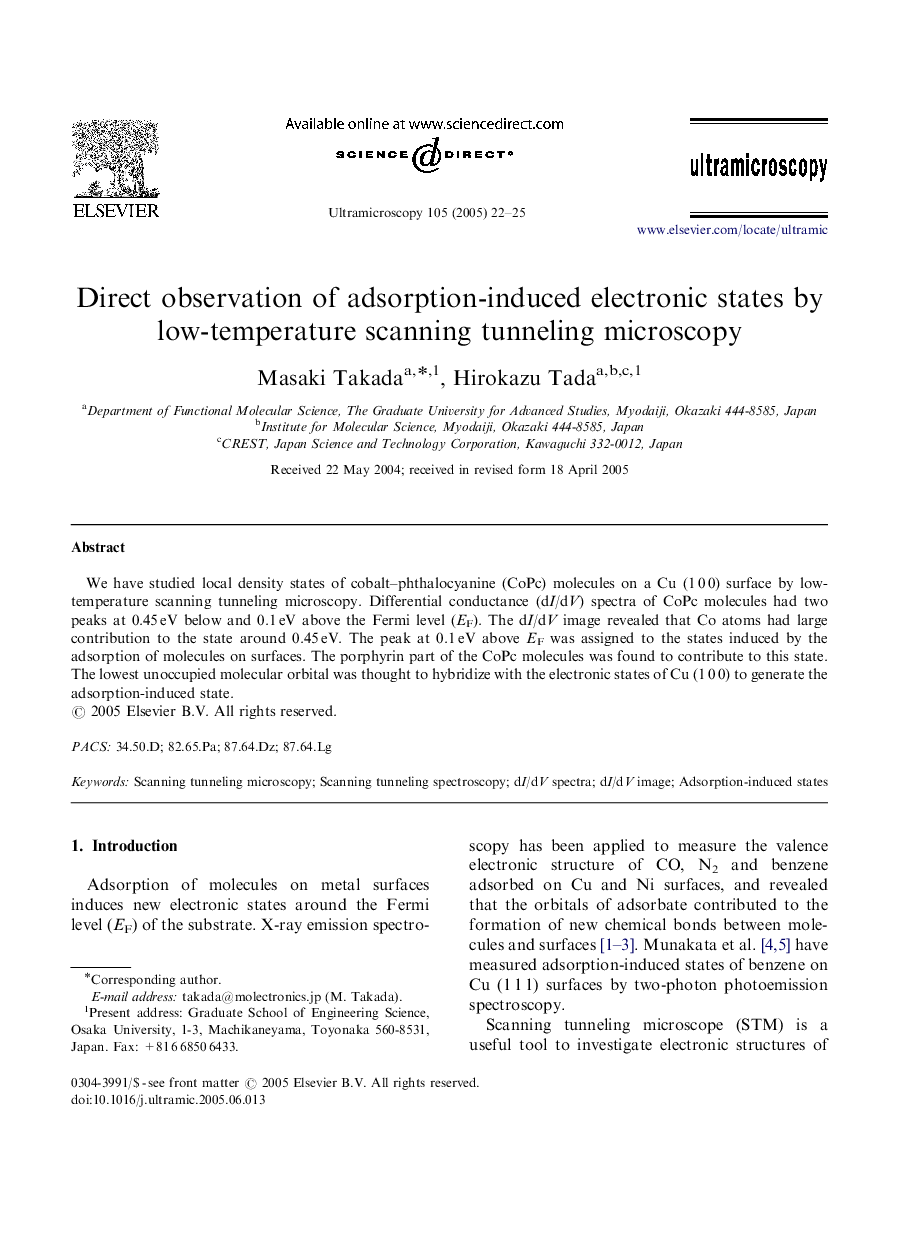 Direct observation of adsorption-induced electronic states by low-temperature scanning tunneling microscopy