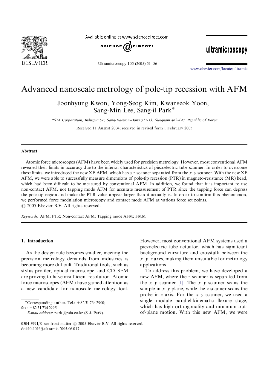 Advanced nanoscale metrology of pole-tip recession with AFM