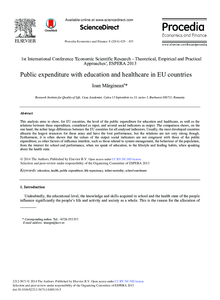 Public Expenditure with Education and Healthcare in EU Countries 