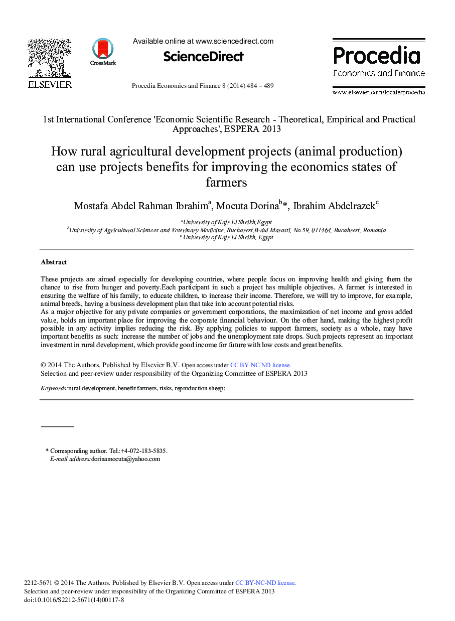 How Rural Agricultural Development Projects (Animal Production) can Use Projects Benefits for Improving the Economics States of Farmers 