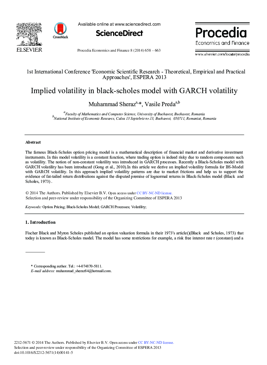 Implied Volatility in Black-scholes Model with Garch Volatility 