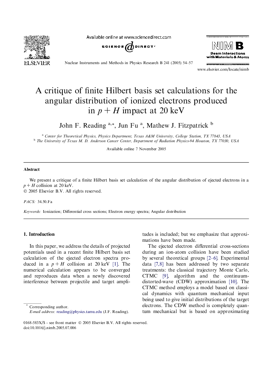 A critique of finite Hilbert basis set calculations for the angular distribution of ionized electrons produced in pÂ +Â H impact at 20Â keV