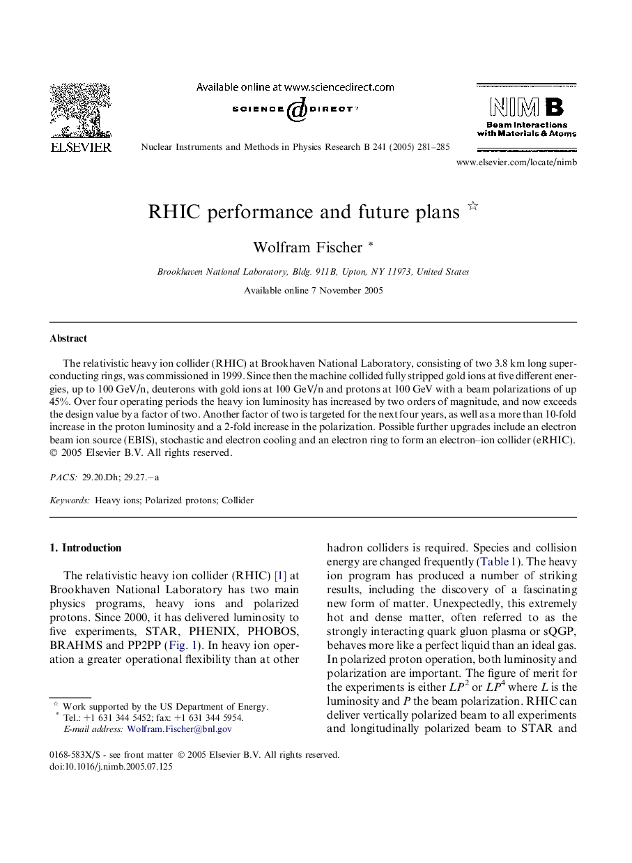 RHIC performance and future plans