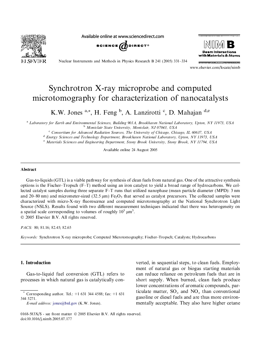 Synchrotron X-ray microprobe and computed microtomography for characterization of nanocatalysts