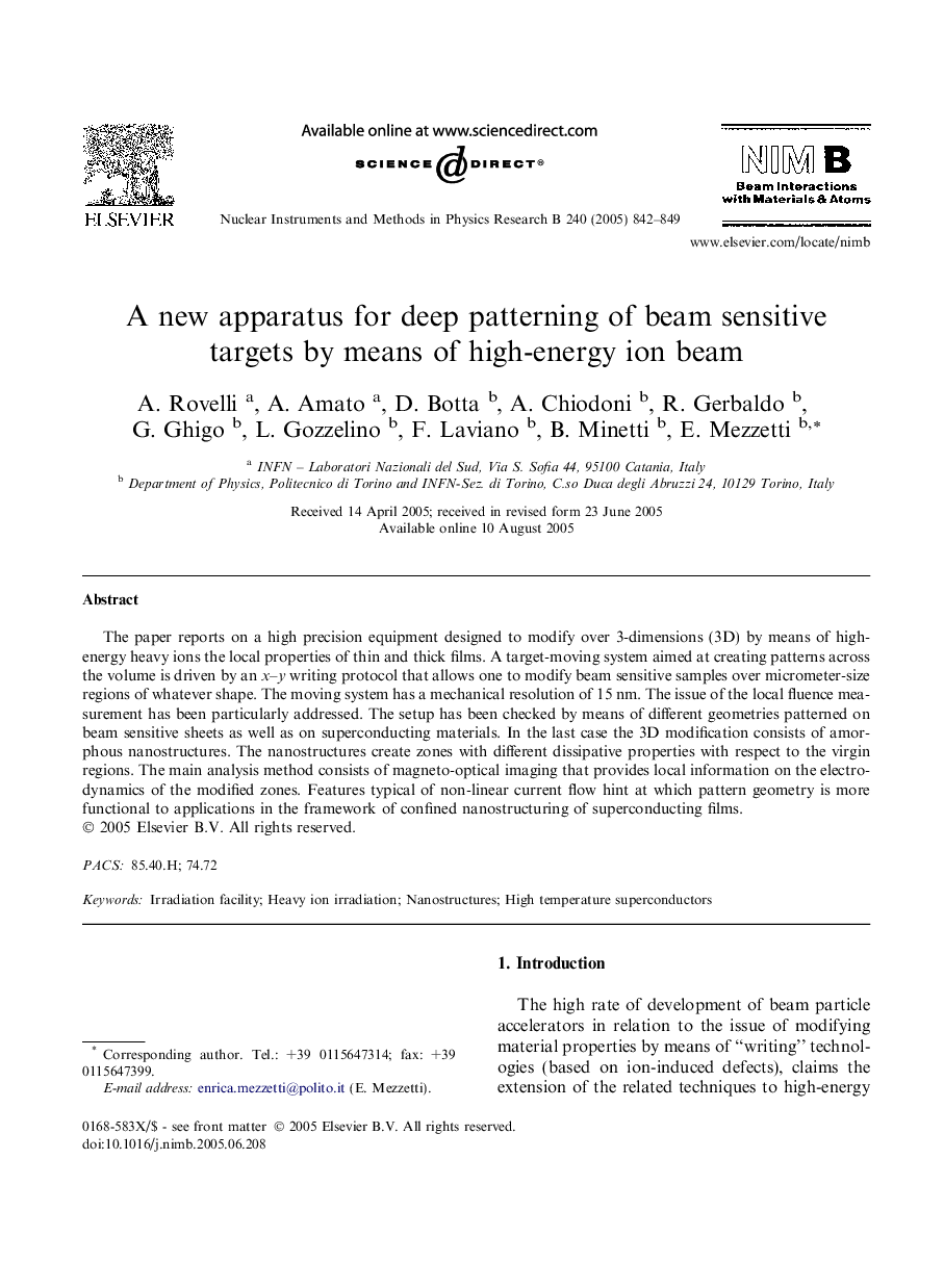 A new apparatus for deep patterning of beam sensitive targets by means of high-energy ion beam