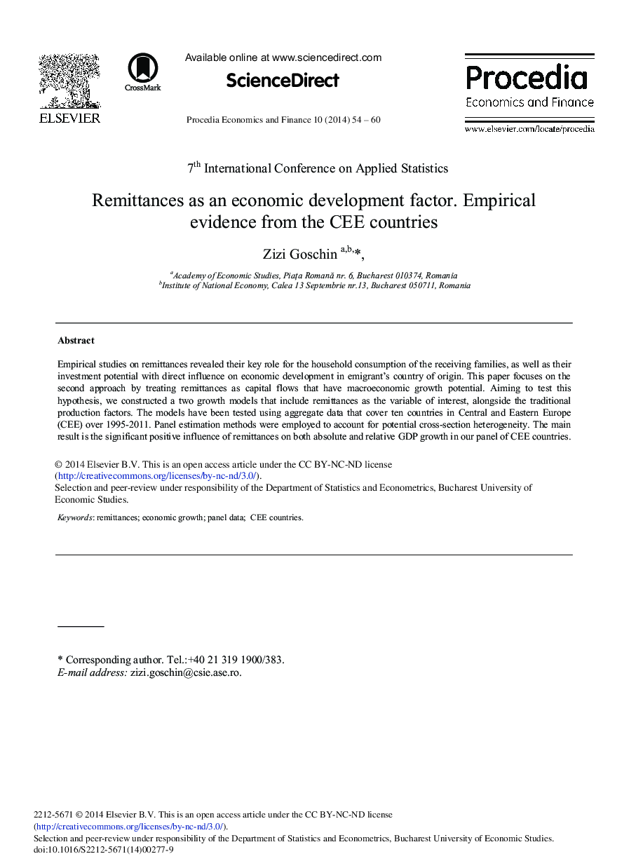 Remittances as an Economic Development Factor. Empirical Evidence from the CEE Countries 