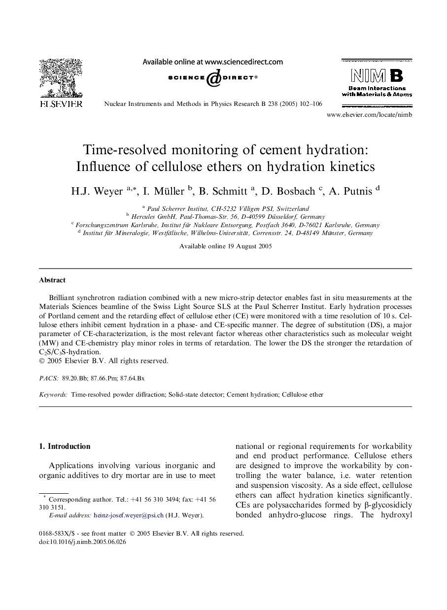 Time-resolved monitoring of cement hydration: Influence of cellulose ethers on hydration kinetics