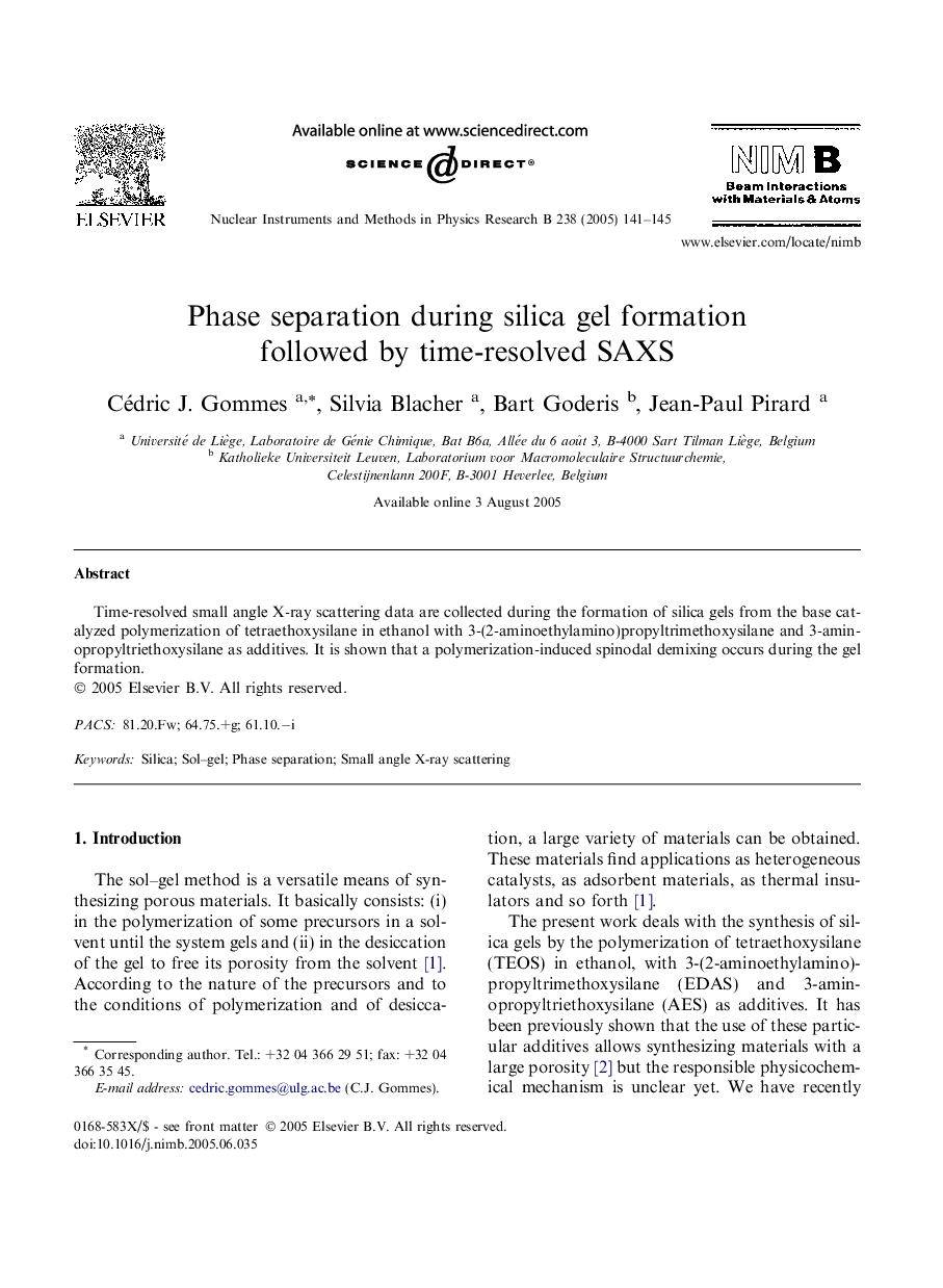 Phase separation during silica gel formation followed by time-resolved SAXS