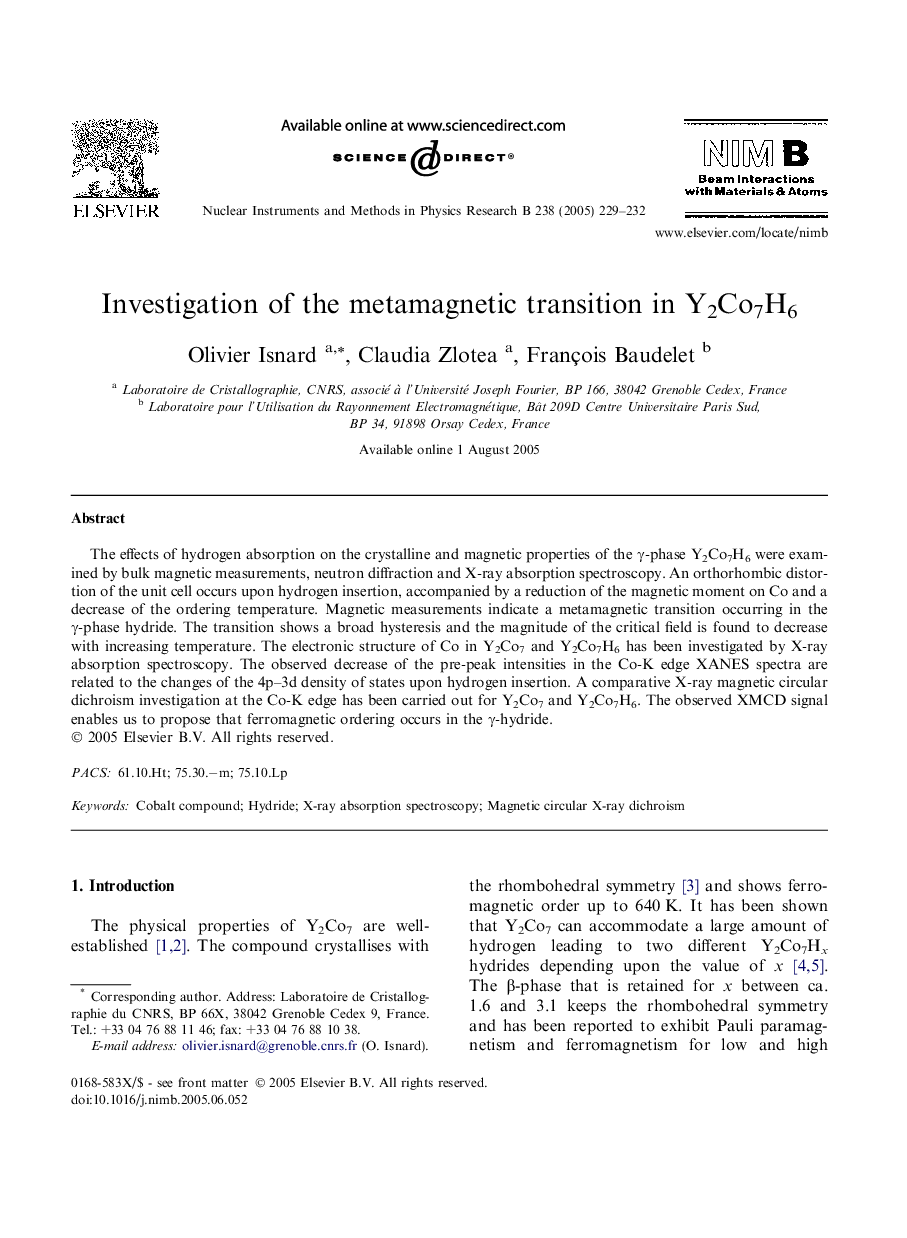 Investigation of the metamagnetic transition in Y2Co7H6