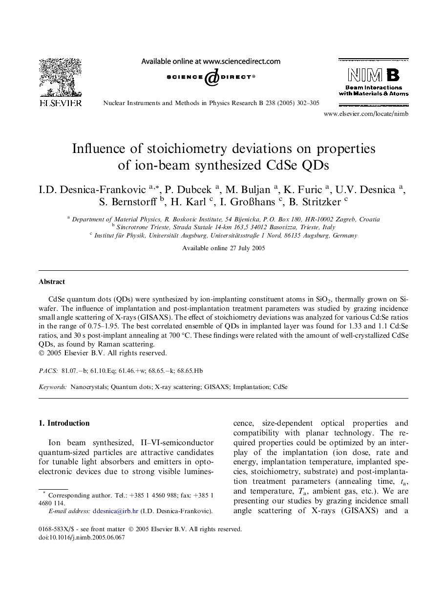 Influence of stoichiometry deviations on properties of ion-beam synthesized CdSe QDs