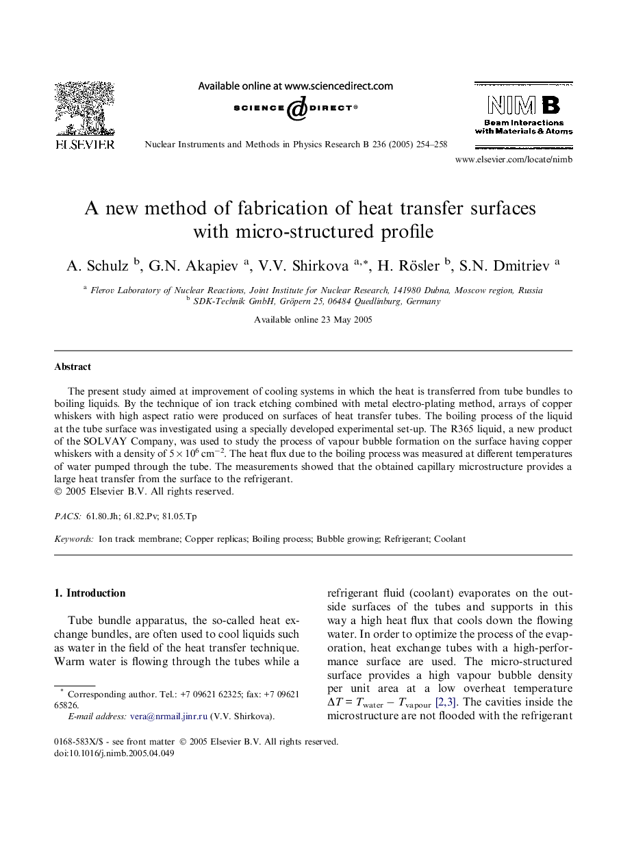 A new method of fabrication of heat transfer surfaces with micro-structured profile