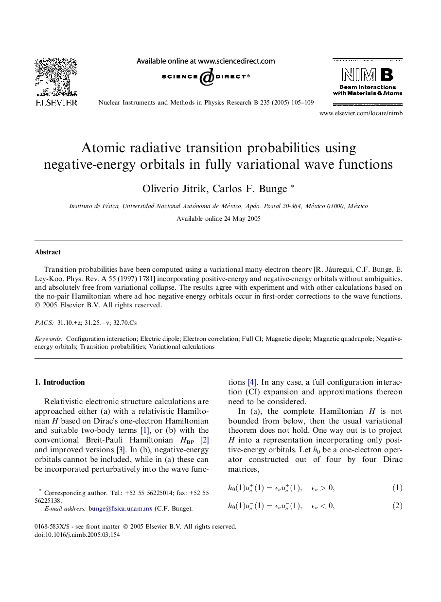 Atomic radiative transition probabilities using negative-energy orbitals in fully variational wave functions