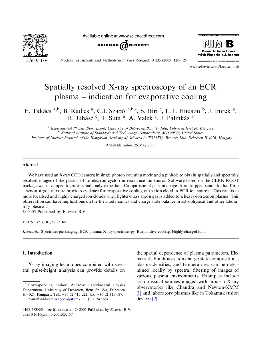 Spatially resolved X-ray spectroscopy of an ECR plasma - indication for evaporative cooling