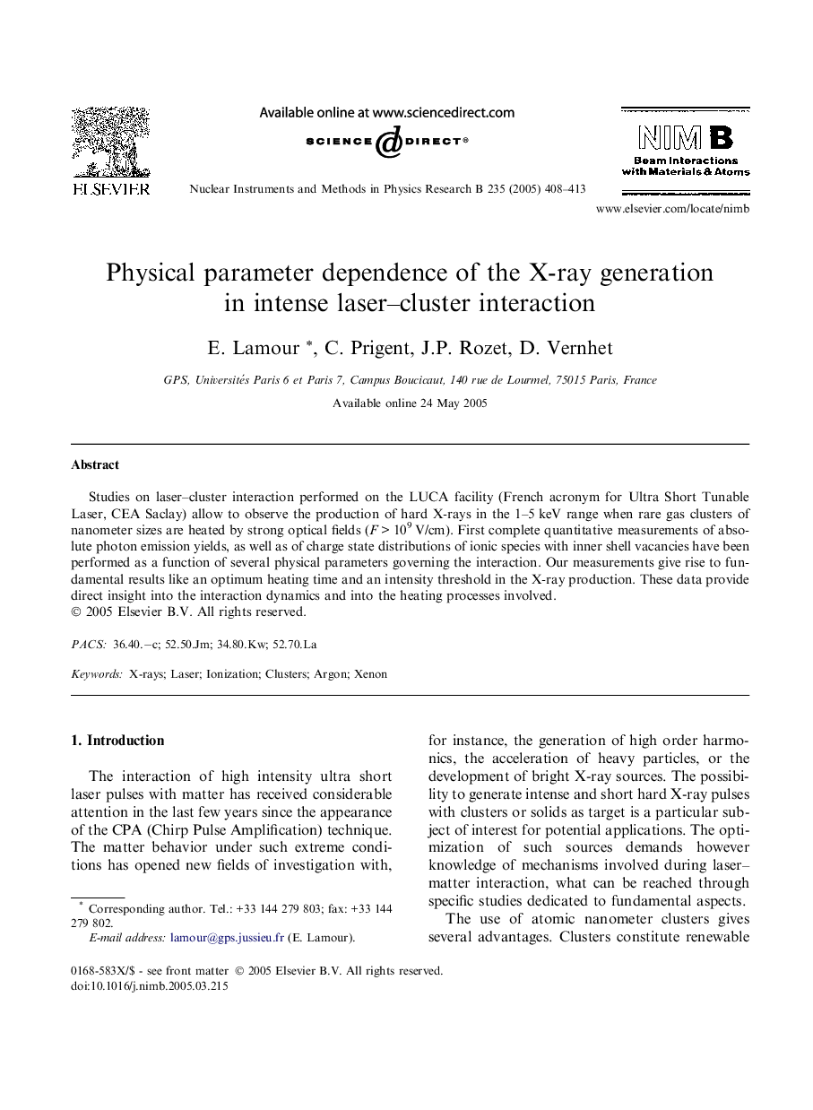 Physical parameter dependence of the X-ray generation in intense laser-cluster interaction
